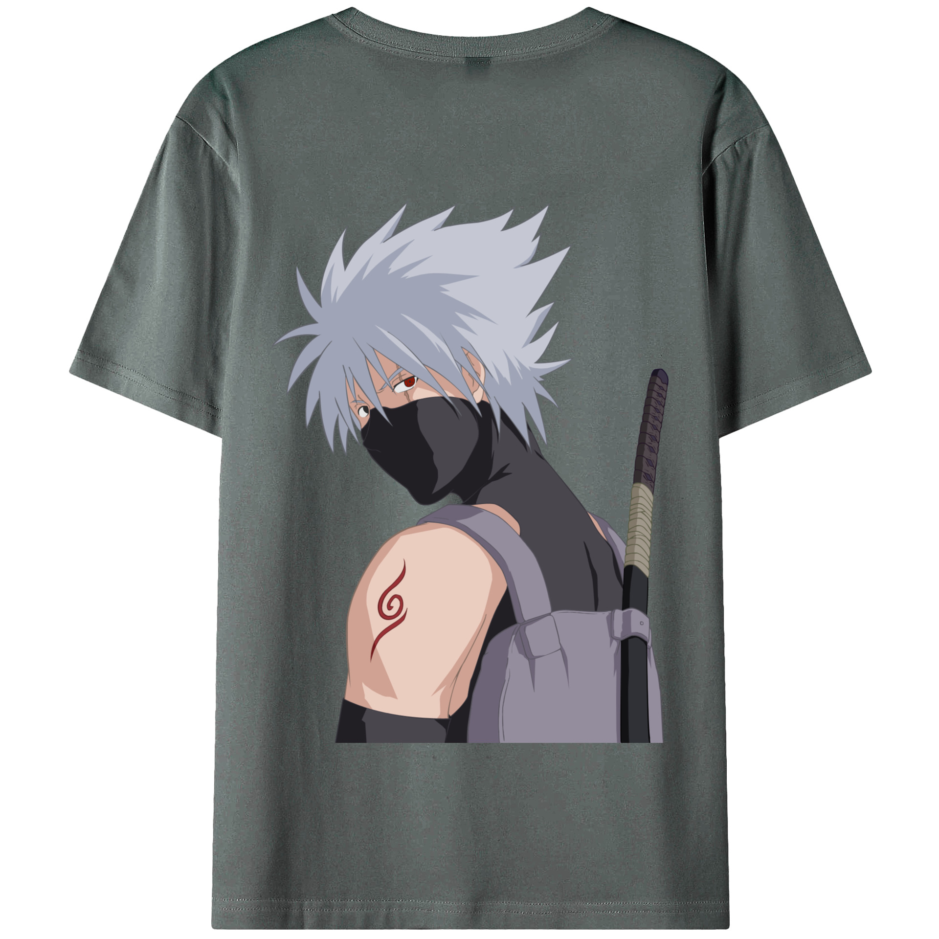 （画像用） NARUTO -ナルト- はたけ カカシ Hatake Kakashi 綿100％半袖Tシャツ（背面プリント）